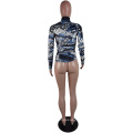 L99468 New Style Casual Turtleneck Printed T-Shirt Top